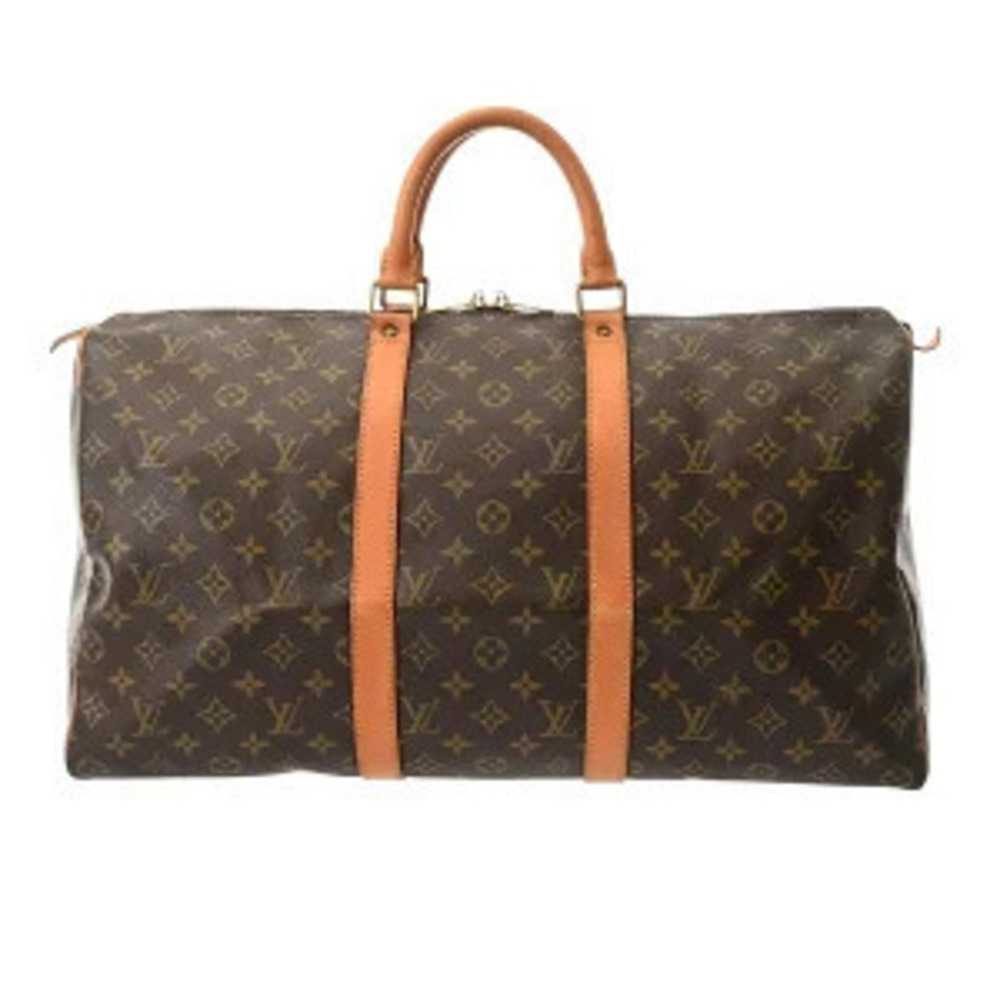 Louis Vuitton Monogram Keepall Canvas Travel Bag Brown